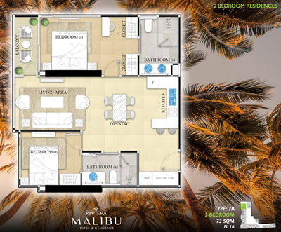 Riviera Malibu Residences - 2BR for sale
